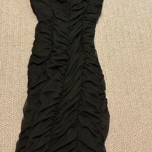 Elegant Black Ruched Dress